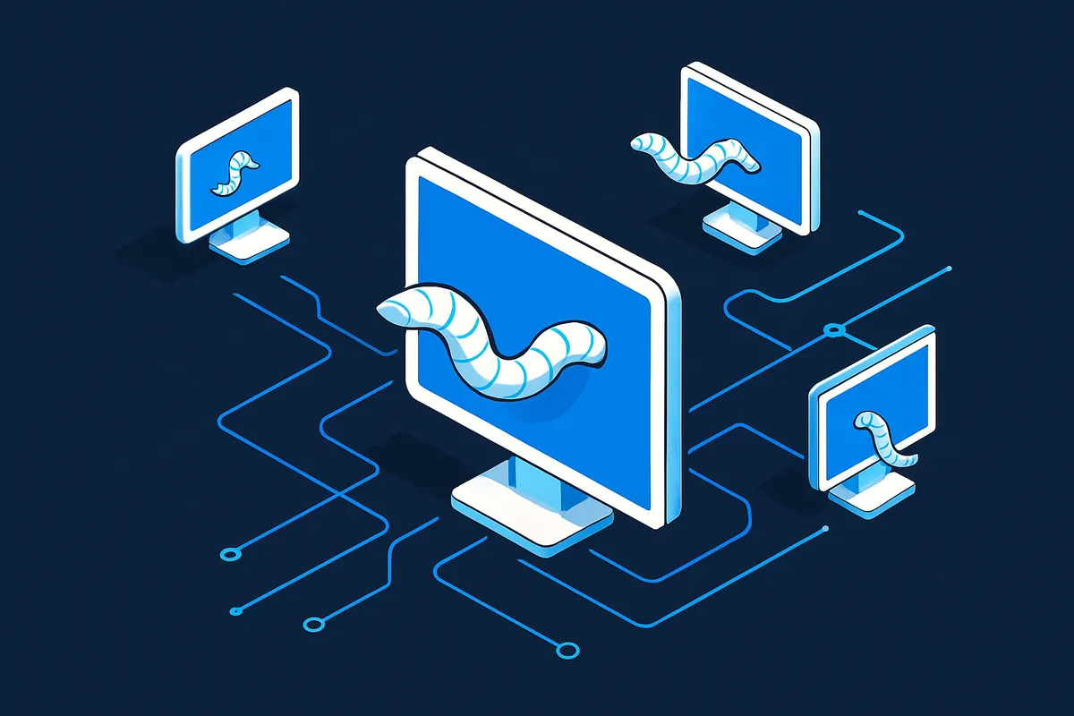What is a computer worm and how does it spread?